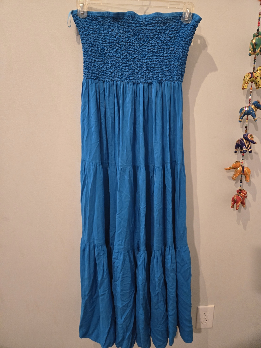 Michael Kors Bright Blue Strapless Maxi Dress